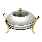2.5L/2.64QT Round Chafing Dish Buffet Set Stainless Steel Servers Warmers with Visible Window & Fuel Holders Warming Tray for Hotels Buffets Restaurants Family Gatherings 36*36*23cm
