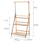 Folding Bamboo Plant Stand, Flower Pot Shelf, Multi-Use for Greenhouse Indoor and Outdoor, 3 Tier
