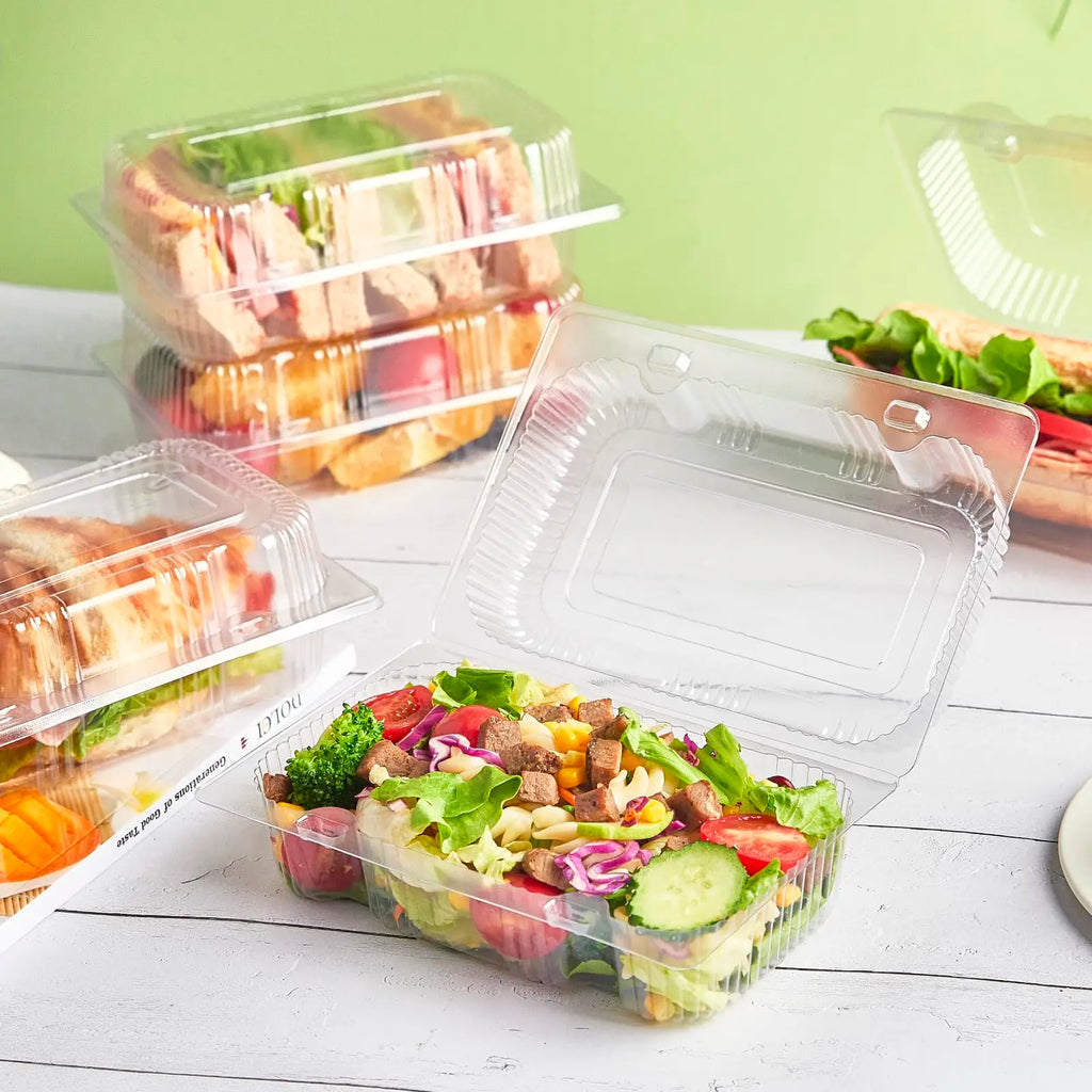 50 Pcs Multi-Purpose Clear Plastic Boxes - Disposable Containers for Fruit Salad Sushi Dessert Takeout Party Picnic