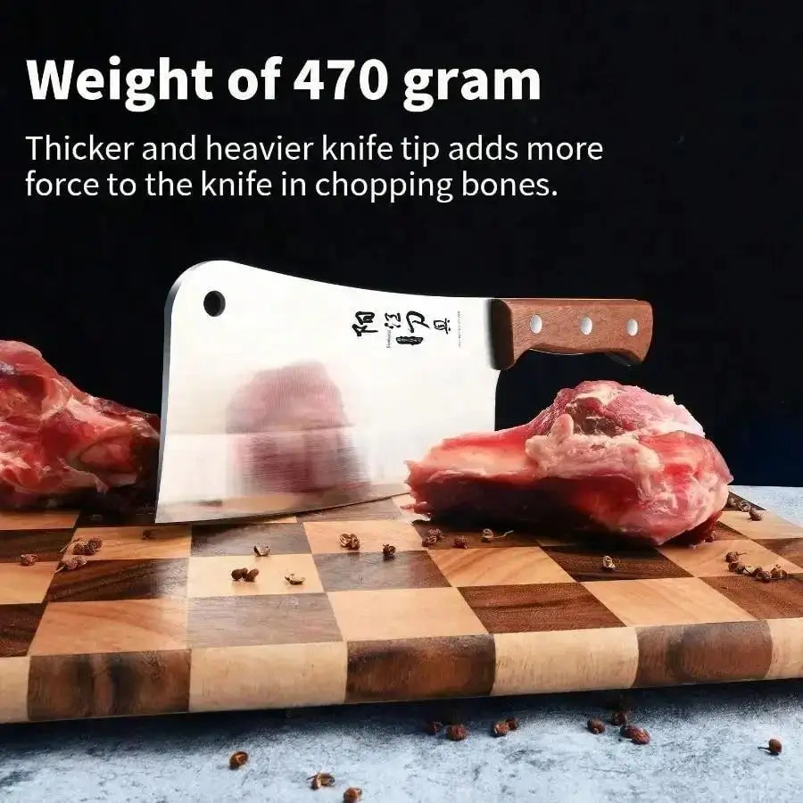 Heavy-Duty Butcher's Bone Cutting Knife-Thick Blade for Effortless Chopping, Large Bones-Professional-Grade Quality for Home Use
