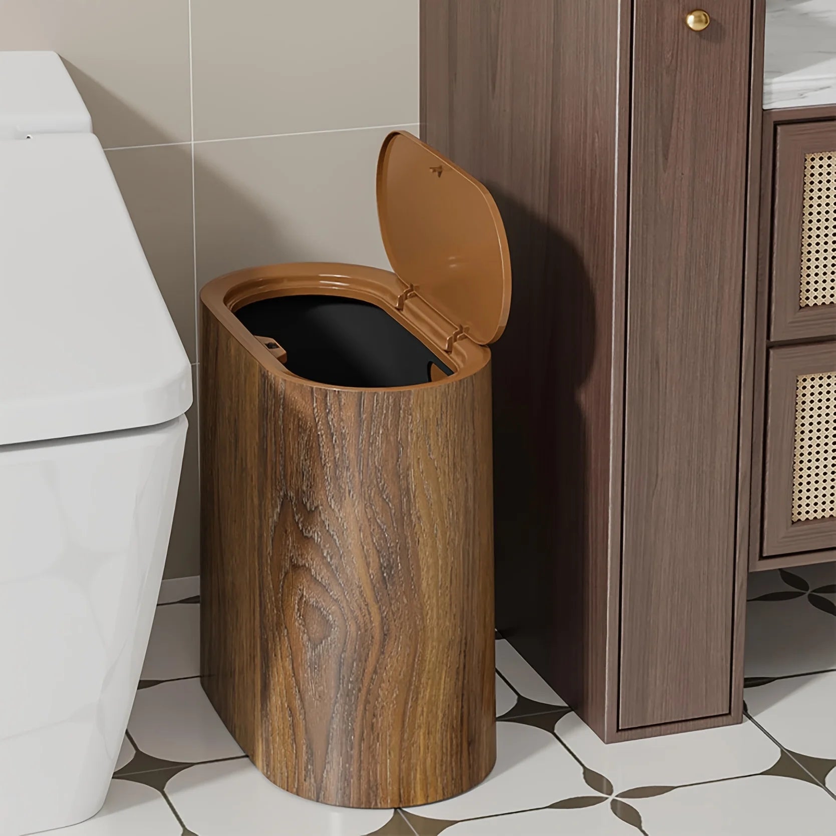1pc Trash Can - 3.7 Gallon Dual Barrel, Odor Resistant, Easy To Clean, Rust Resistant, Ideal For Bathrooms, Kitchens, Offices