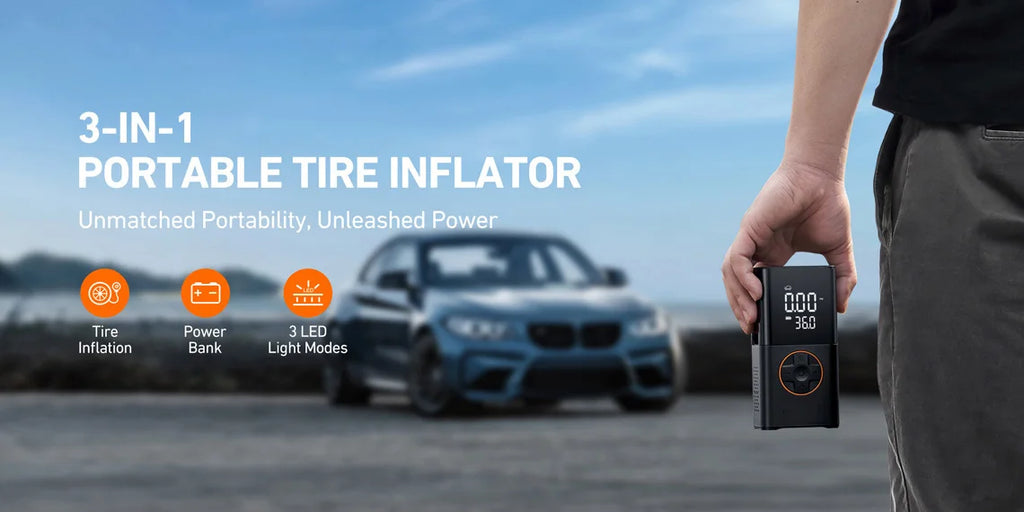 Tire Inflator Portable Air Compressor, 8000mAh Cordless Air Pump for Car Tires, 150 PSI Electric Bike Tire Pump