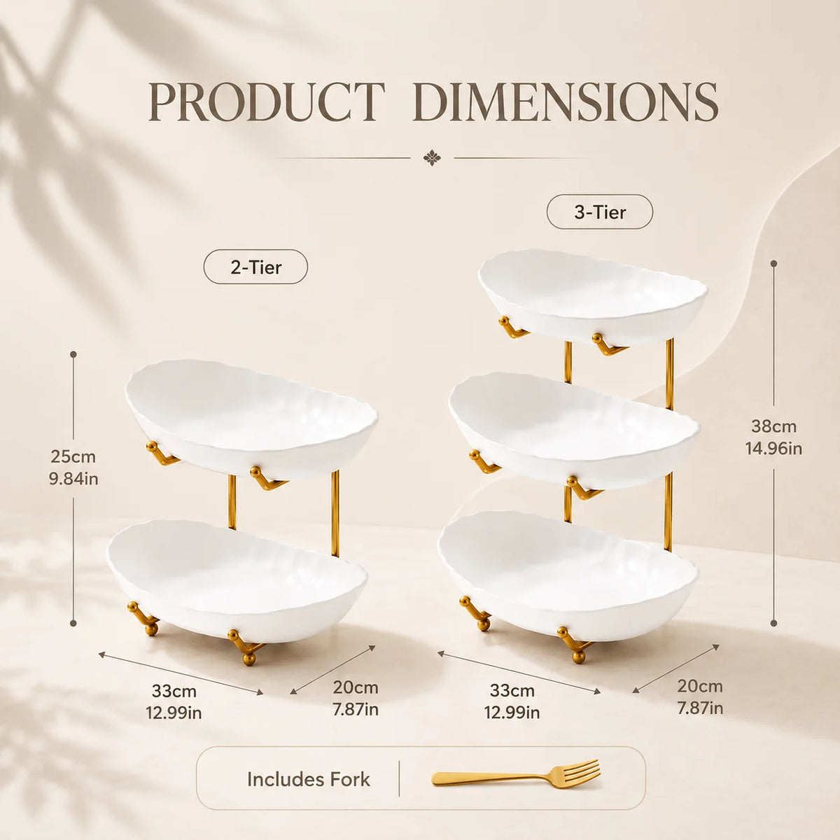 2/3-Tier Plastic Fruit Bowl Stand with Metal Frame, Large Capacity Countertop Fruit Basket for Fruits, Vegetables, Bread, Snacks & Desserts, Kitchen Counter Organizer