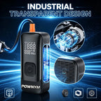POWNYM Wireless Tire Inflator Air Compressor, Portable 2-in-1 Jump Starter with Digital Pressure Gauge, LED Light & Multi Nozzles for Car Motorcycle Bike Sports Balls