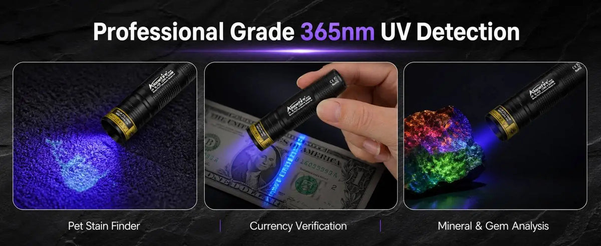 Mini 365nm/395nm UV Flashlight Usb Rechargeable UV Glue Curing Torch Cat Dog Pets Urine Tinea Money Ore Scorpion Detection Light