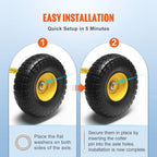SucceBuy 2-Pack Solid PU Run-Flat Tire Wheel 10" Flat Free Tubeless Tires and Wheels for Dollies Garden Trailers Various Carts