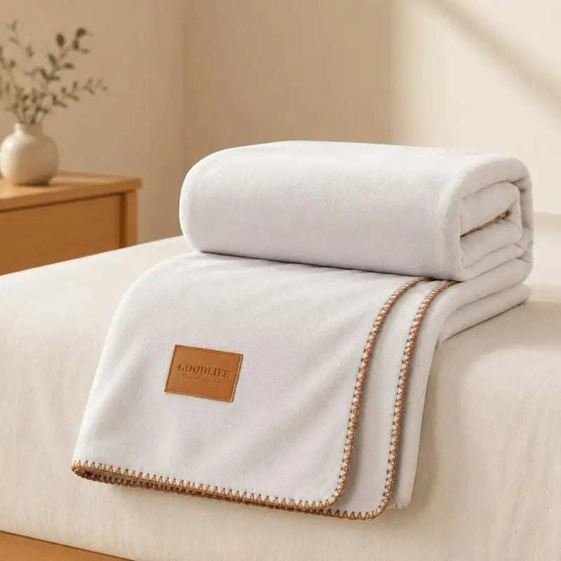 Fall Winter Simple Solid Artificial Lambswool Blanket Thickened Warm Multi-functional Blankets Soft Skin-friendly Cozy Blanket