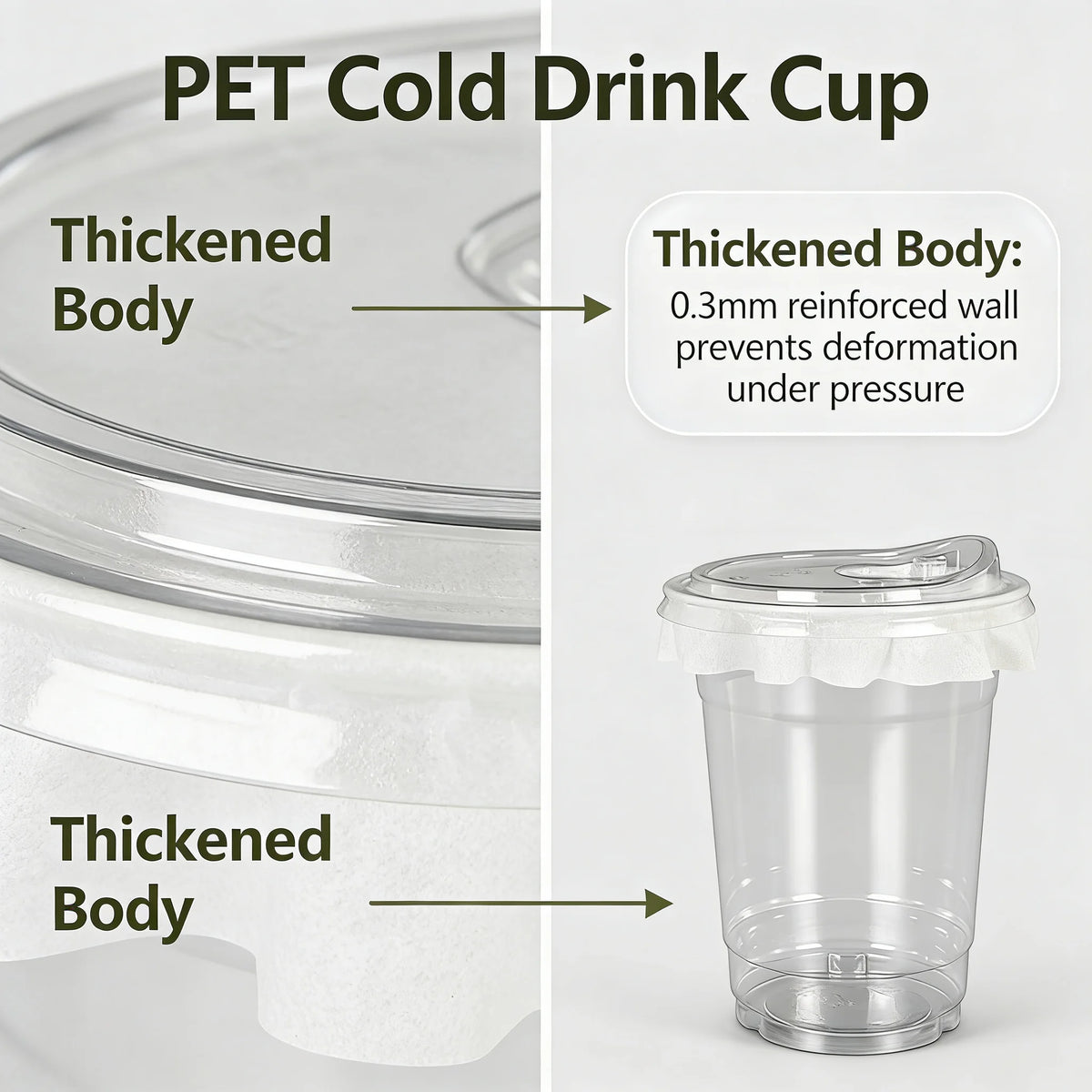 20 PCS PET Cold Drink Cups with Lids Leak-Proof Disposable Clear Plastic Cups for Iced Coffee Bubble Tea Smoothie