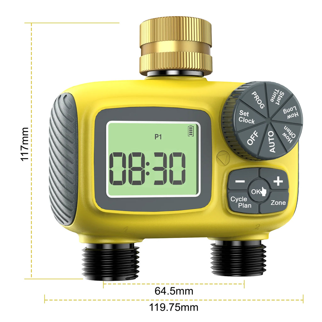 Insoma Dual Outlets Water Timer Home Garden Automatic Watering Irrigation System with Brass Inlet for Outdoor