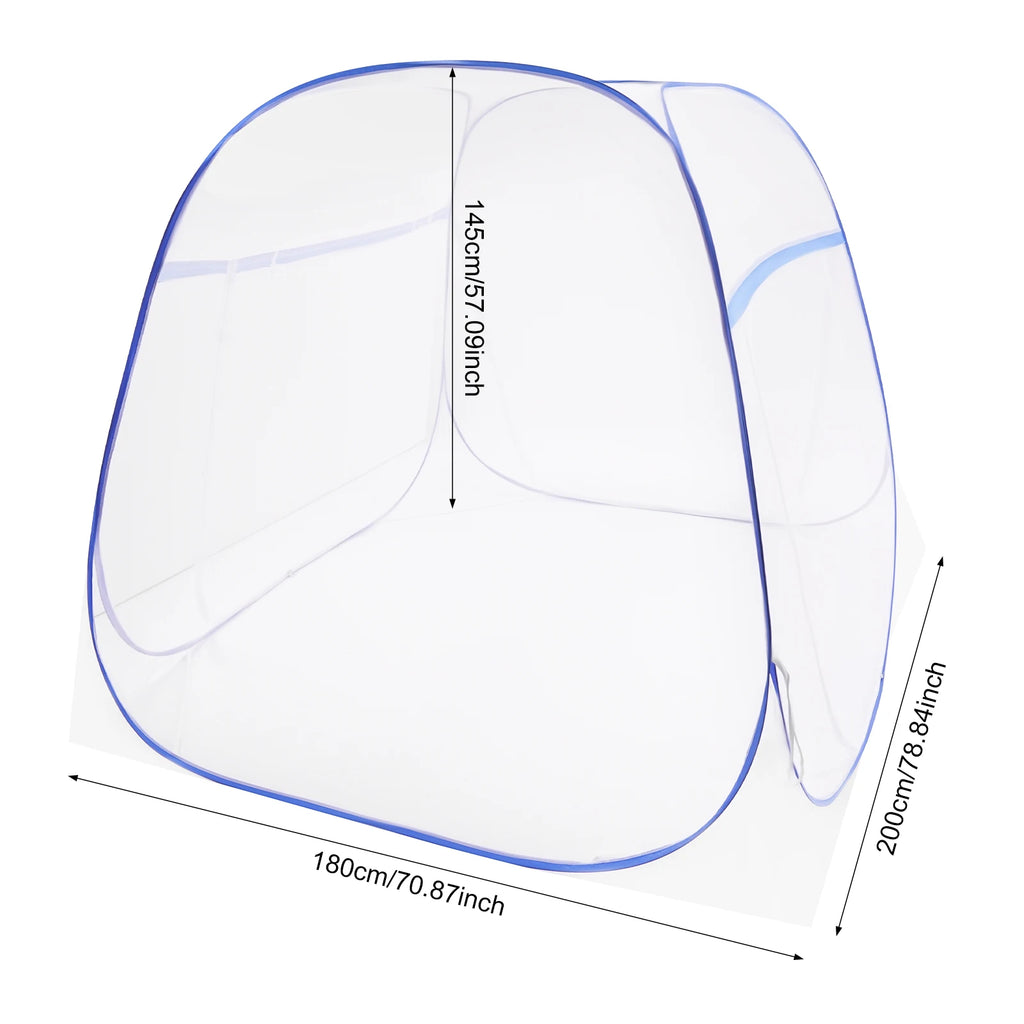 1.8M Blue Bed Cover Total Enclosed Anti-Mosquito Bed Canopy with Storage Bag Triple Door Double Zip Design Easy Installation