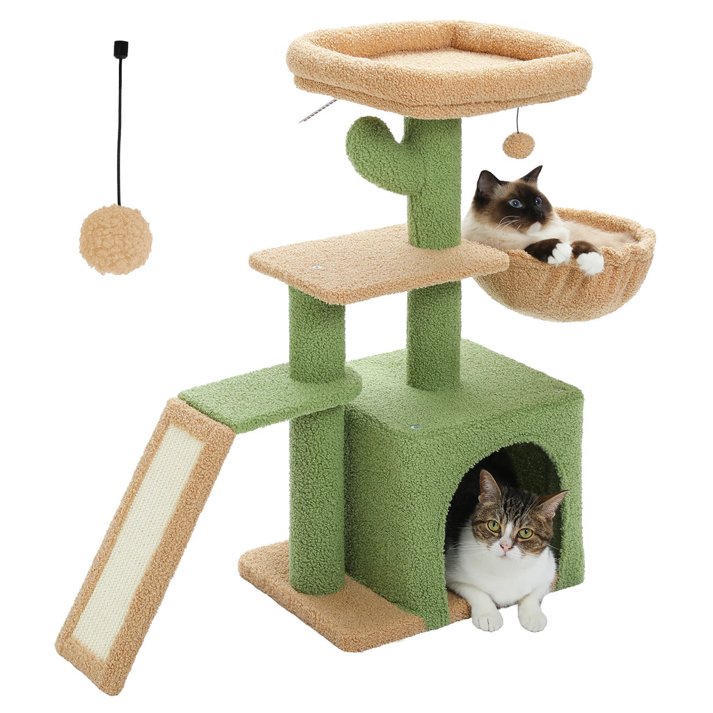 Cat Tree Cat Tower for Indoor Cats 2 Styles Cat Activity Tree with Cat Scratching Posts Big Hammock and Removable Top Perch Grey