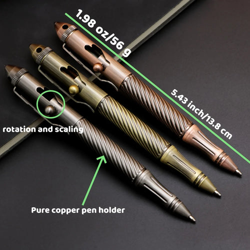 1Pc Brass Pen with Tungsten Steel Nib, Heavy Metal Feel, Retro Design, for Business and Office Use, Rotating and Retractable, Suitable for Students/Organizations, Holiday Gifts, Valentine's Day, Back-To-School Season, School