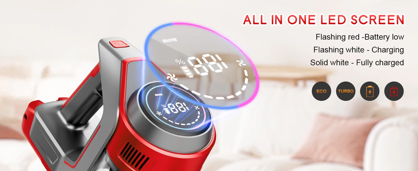 Honki Cordless Vacuum Cleaner 78KPA 45Mins 6*2200mAh Lightweight Stick Vacuum Cleaner for Home Hardwood Floor Carpet Pet Hair