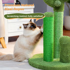 Cactus Cat Scratcher Cat Scratching Post Cactus Cat Scratcher Featuring with 3 Scratching Poles and Interactive Dangling Ball