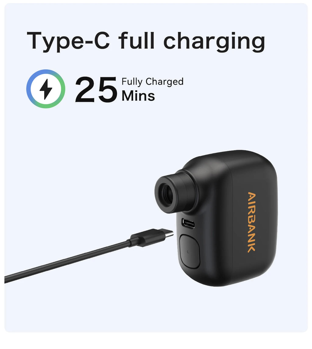 AIRBANK Pocket SE Mini Portable Electric Bicycle Pump for Stress-Free Tire Inflation