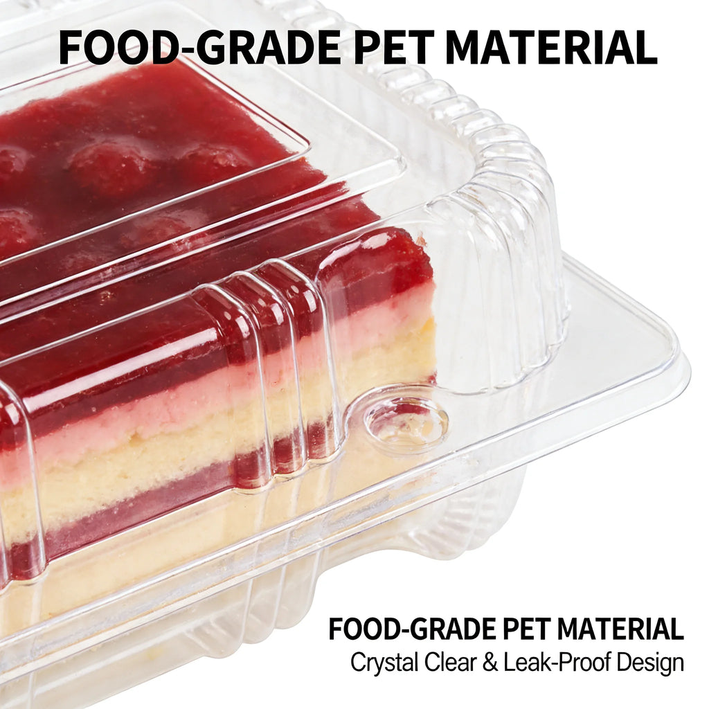 50Pcs Clear Plastic Food Containers - Disposable Clamshell Boxes for Fruit Salad Sandwich Dessert Takeout Picnic Party