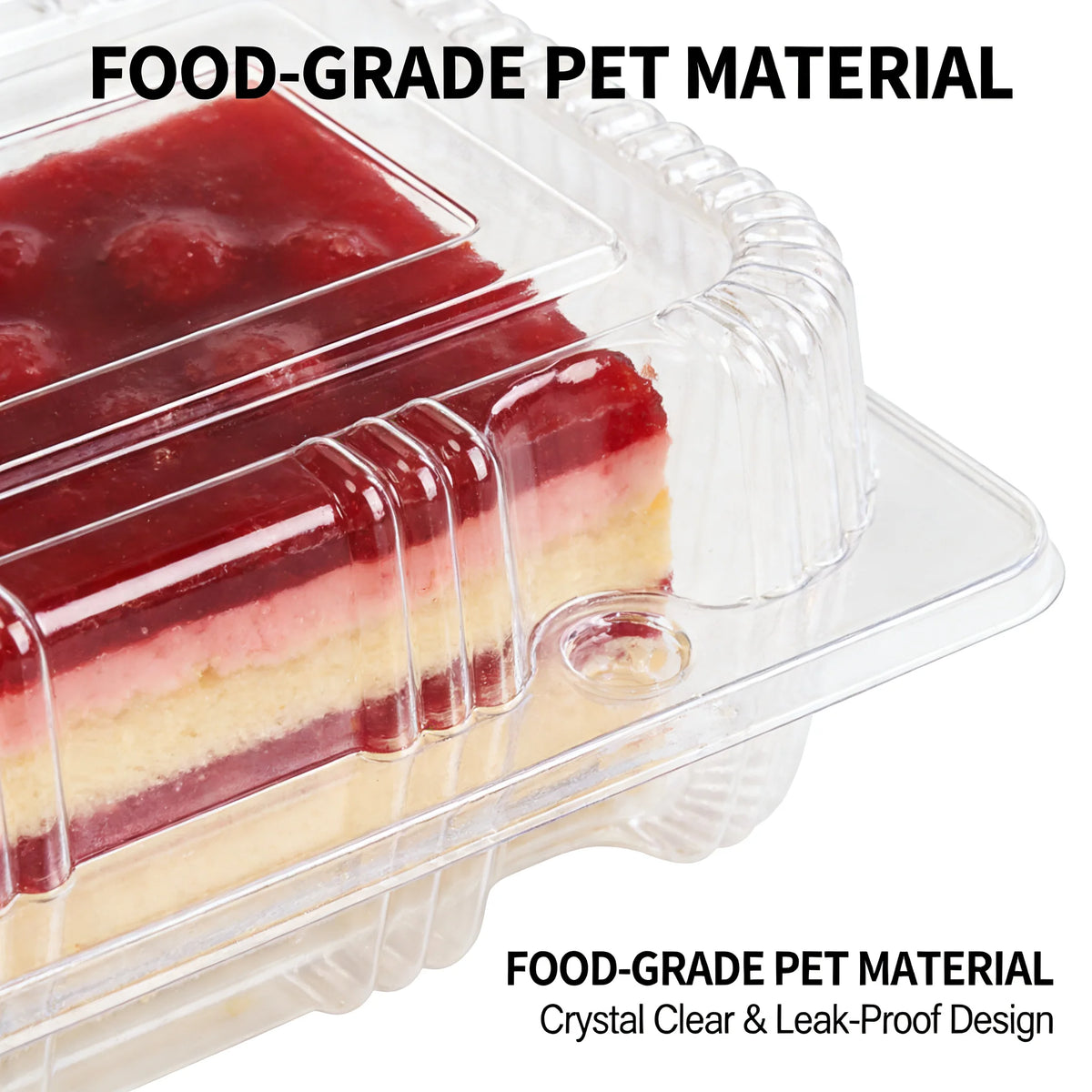 50Pcs Clear Plastic Food Containers - Disposable Clamshell Boxes for Fruit Salad Sandwich Dessert Takeout Picnic Party