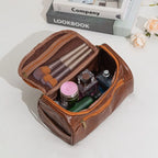 Leather Toiletry Bag for Men Women Dopp Kit Mens Hanging Toiletry Bag Travel Toiletry Bag for Traveling Large Cosmetic Bag for T