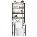 JHK 4-Tier Freestanding Bathroom Organizer Shelf Over Toilets with Adjustable Storage Rack Shelf and Basket Space Saver Above Toilet Storage Cabinet with 3 Hooks for Rooms