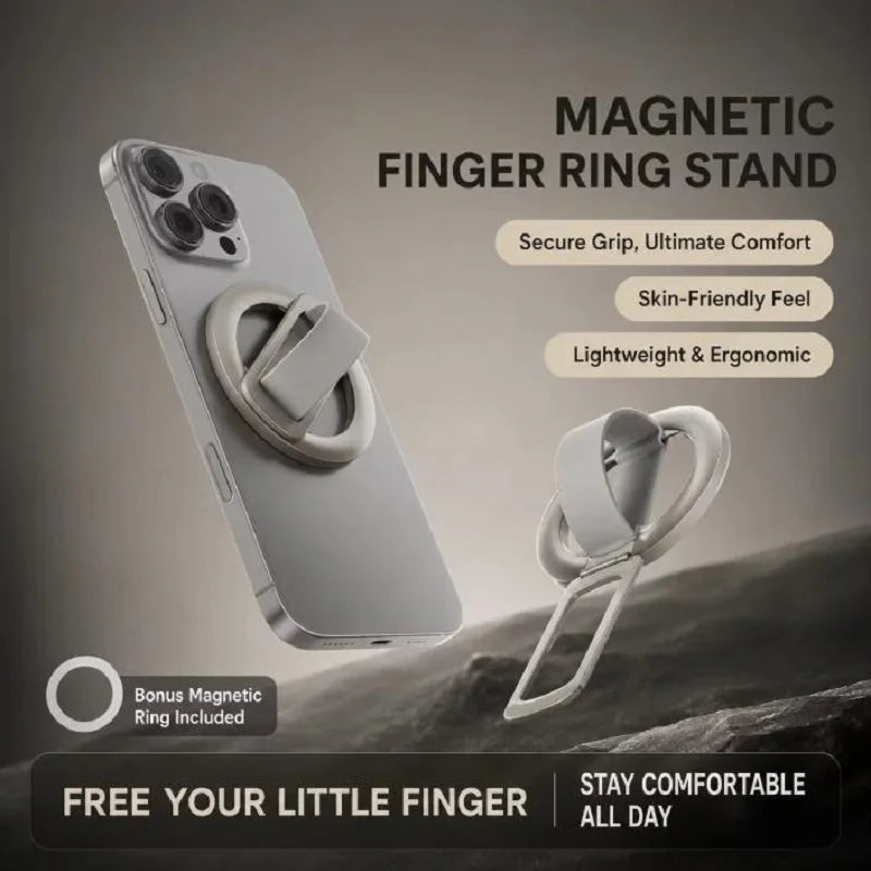 Universal Magnetic Folding Phone Grip Silicone Finger Phone Holder Ring 360° Rotation for MagSafe Holder iPhone 17 Xiaomi
