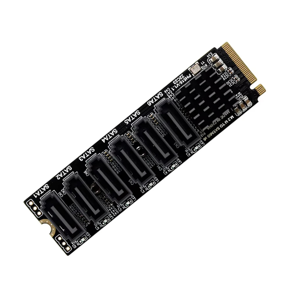 NVME to 6 SATA Expansion Card M.2 to SATA Adapter M2 Connector Internal SSD SATA3 Port Multiplier NGFF M Key to SATA3 Controller