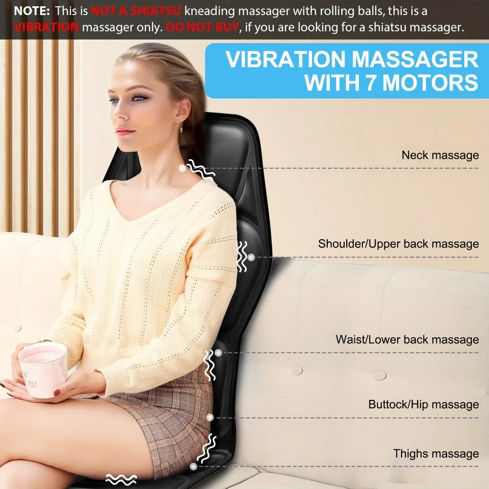 Vibration Back Massager Seat Cushion with Heat,Massage Chair Pad,Chair Massager for Pain Relief at Office/Home,Gifts for Parents
