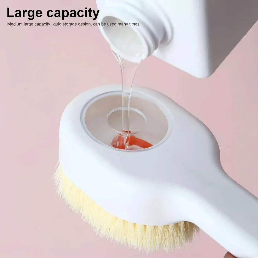 1pc Liquid Filled Soft Long Handle Hair Bath Brush, with A Back Rubbing Tool and A Long Handle for Showering Bath Accessories