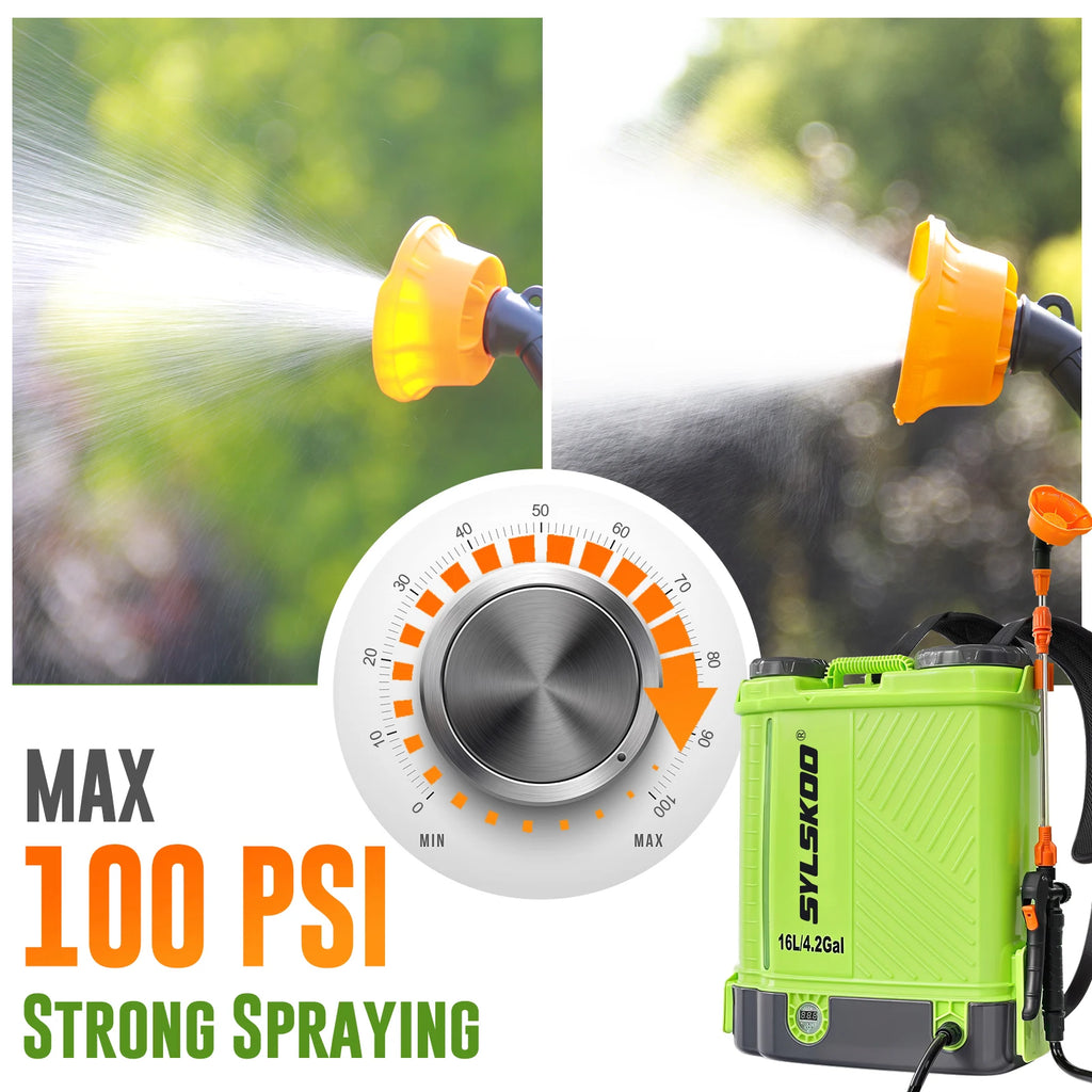 4.2 Gallon Weed Yard Sprayer,100 PSI Electric Graden Sprayer Works with Makita 18V Battery,Sprayers Garden 16 Litres