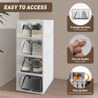 20Pcs Foldable Flip Shoe Storage Boxes Clear Plastic Shoes Case Shoe Organizer Dustproof, 33*23*14cm
