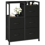 JHK  5 Fabric Drawer Chest with Raised Shelf Metal Frame TV Stands for Bedroom Storage Tower with Bins for Closet Organization Hallway Storage for Home