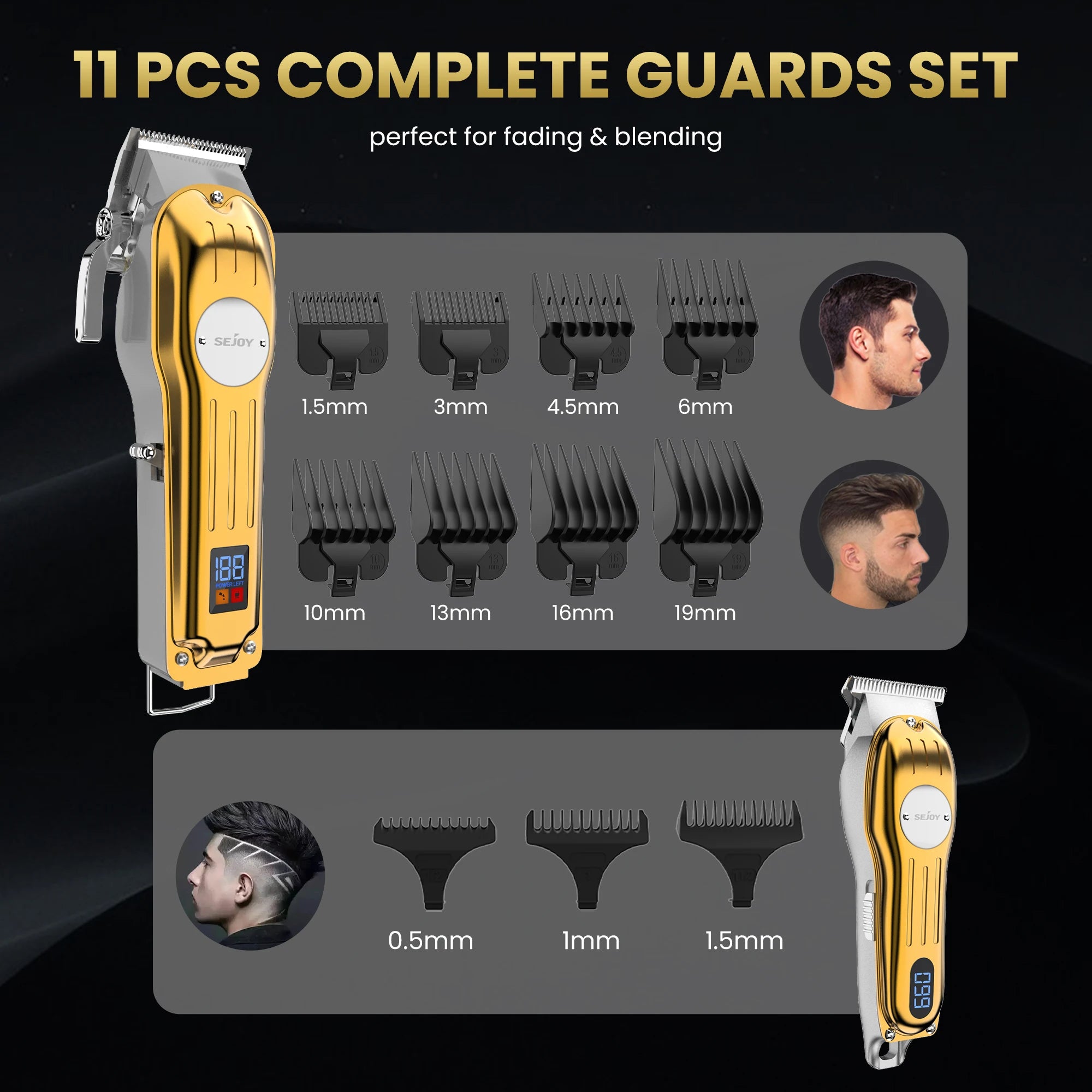 Sejoy Professional Combo Kits Hair Clipper Electric Hair Trimmer Set For Men Rechargeable Cordless Haircut Machine for Barber