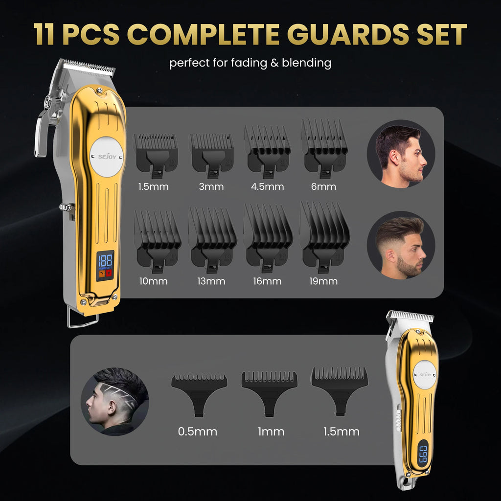 Sejoy Professional Combo Kits Hair Clipper Electric Hair Trimmer Set For Men Rechargeable Cordless Haircut Machine for Barber