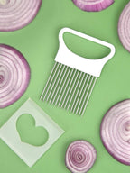 Multi-functional Onion Slicer Holder, Stainless Steel Vegetable Cutter with Prongs, Safe Kitchen Tool for Slicing & Chopping