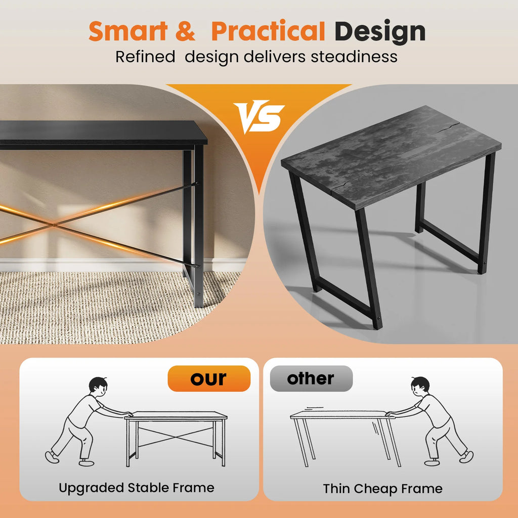 MCQ 31 Inch Standing Office Computer Desk Sturdy Metal Frame and Compact Modern Design with X-Shaped Gaming Writing Work and Study Desk for Home Office