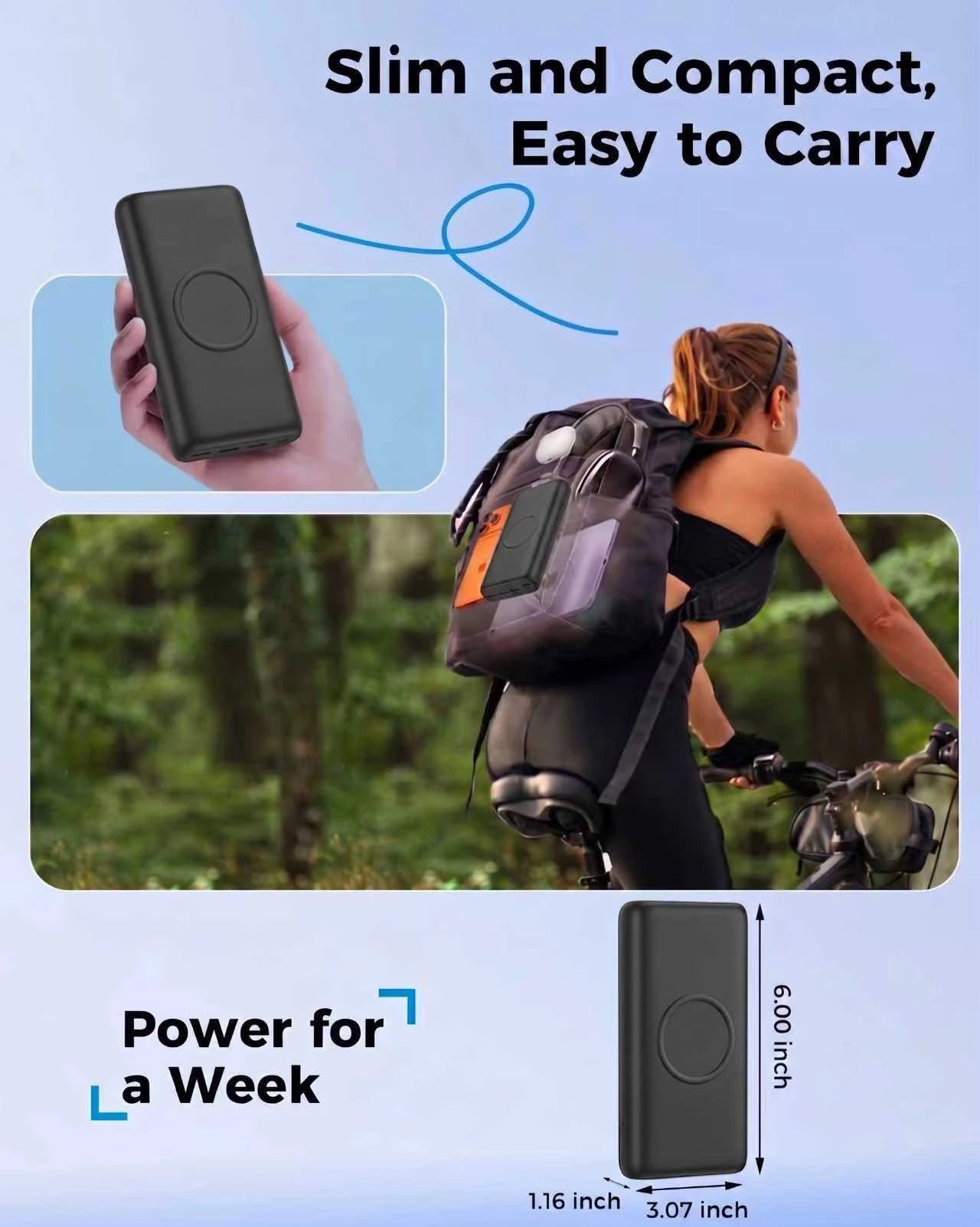 Wireless Portable Charger 20000mAh PD 22.5W Quick Charge USB C External Battery Pack 5 Ports Fast Charging Power Bank Backup Power For iPhone 16 15 14 Pro Max Samsung Galaxy S25 S24 Ultra iPad Tablet Cell Phone