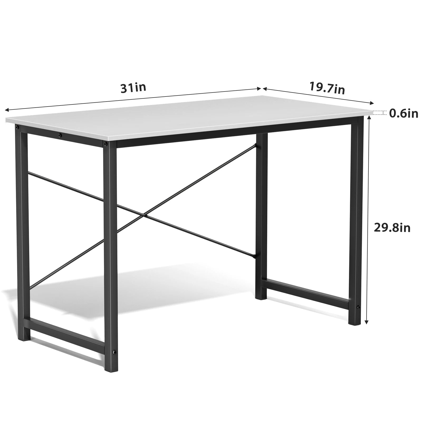 JHK Computer Office Desk Writing Study Office Gaming Table Modern Simple Style Compact Metal Frame Wood Tabletop Easy Assembly