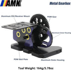 AMK 1/10 Overdrive 30% Metal Differential LCG Transmission with POM Skid Plate for RC Crawler Axial SCX10 Capra Element Gspeed