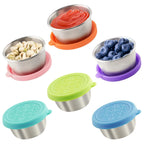 1 stainless steel dipping sauce cup, seasoning dish with leak-proof silicone lid, reusable salad dressing food container