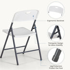 JHK 2/4/6 Pack Plastic Stackable Folding Chairs Portable Dining Chairs Set Heavy Duty with Ergonomic Back Easy to Use for Home