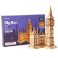Rolife DIY Wooden 3D Puzzle Big Ben Model Building Kit Brain Teaser Puzzle Toy with LED Light for Home Decor Gifts for Adult Kid