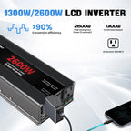Car Power Inverter 1500W 2000W 2600W 6000W DC 12V To AC 120V Transformer with Dual Socket Charge,2×3.1A USB Port.