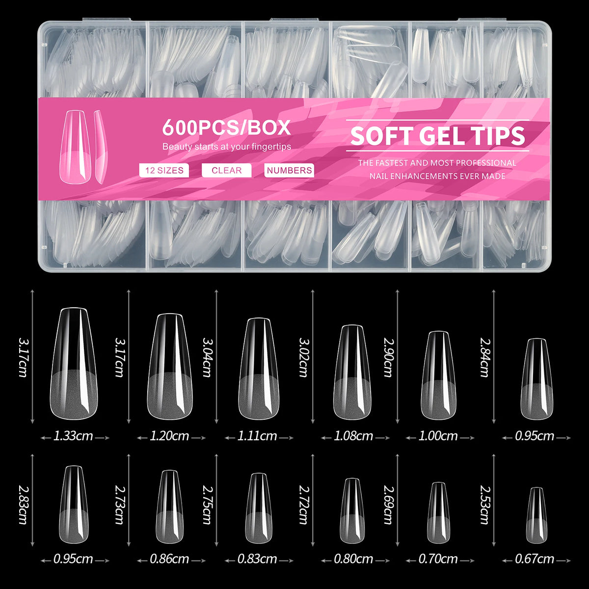 100/320/600Pcs Short Almond Nail Tips Soft Gel Nail Tips Full Cover False Nail Tips For Acrylic Nails  Salon Home Press On Nails