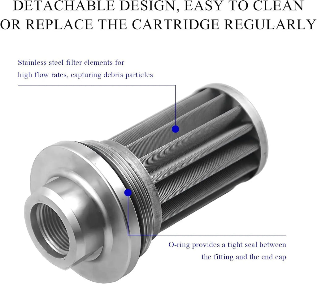 High Flow Inline Fuel Filter 100 Micron Cleanable 6AN 8AN 10AN Adapter Universal