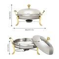 2.5L/2.64QT Round Chafing Dish Buffet Set Stainless Steel Servers Warmers with Visible Window & Fuel Holders Warming Tray for Hotels Buffets Restaurants Family Gatherings 36*36*23cm