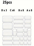 25pcs Drawer Storage Box Set, Multi-Functional Transparent Plastic Drawer Storage Set Drawer Divider Storage Box and Storage Box