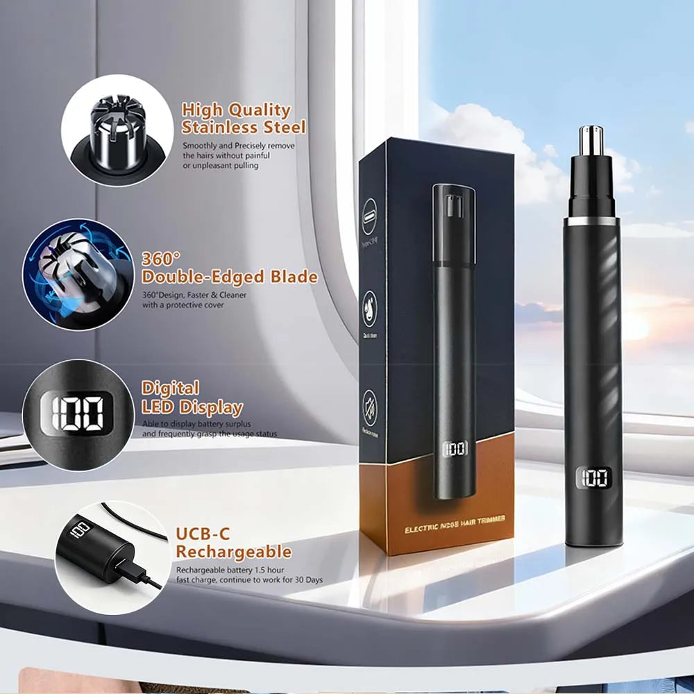 Rechargeable Nose & Ear Hair Trimmer for Women & Men Nose Hair Shaver for nasal clearance - portable grooming tool Easy Clean Cordless Trimmer
