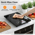 750W Electric Induction Cooker Glass PP Body 8 Presets Temp Adjustable for Dorm RV Home Restaurant & Hot Pot Use