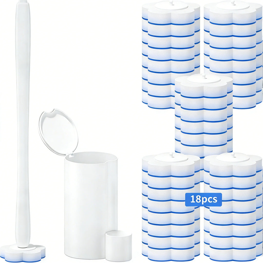 Disposable Toilet Bowl Brush with 18 Toilet Wand Refills, Toilet Bowl Cleaner Wands, Toilet Cleaning System Starter Kit