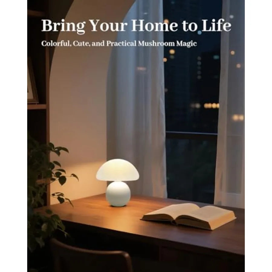 Mushroom Lamp Table Lamp for Bedroom, Desk Bedside Small Lamps for Living Room Night Stands, Mushroom Decor Cute Mini Modern Mi