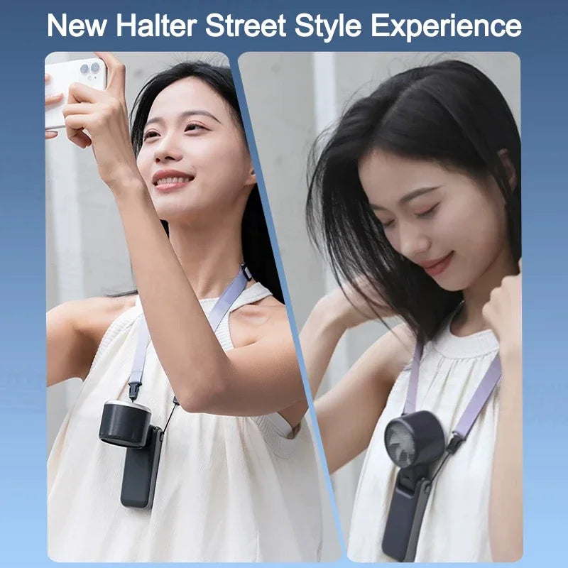 3600mAh Foldable Hand Fan Mini Handheld Turbo Fan Portable USB Rechargeable Desktop Folding Hanging Fan for Outdoor Camping